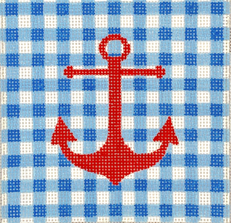 Red Anchor On Blue Gingham 4 Insert