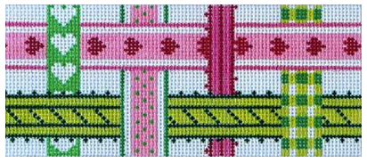 Woven Ribbons w/ Pink Green Insert