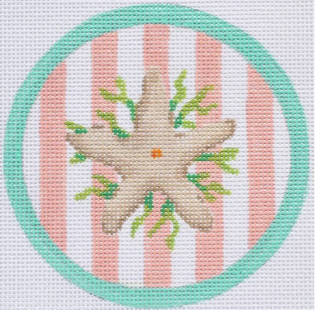 Starfish On Peach Cabana Stripes