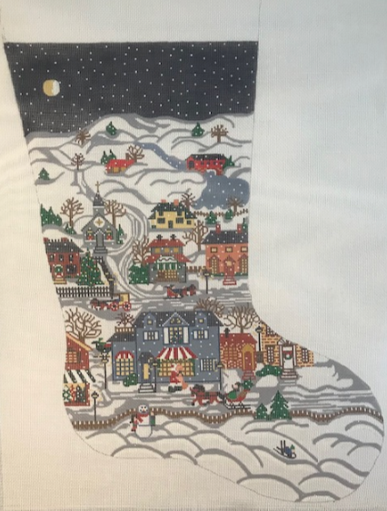 Snowy Village Stocking