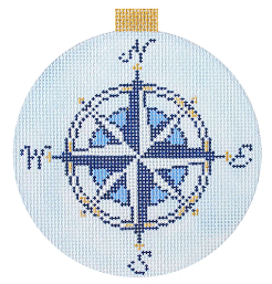 Compass Rose 4 Round Light Blue