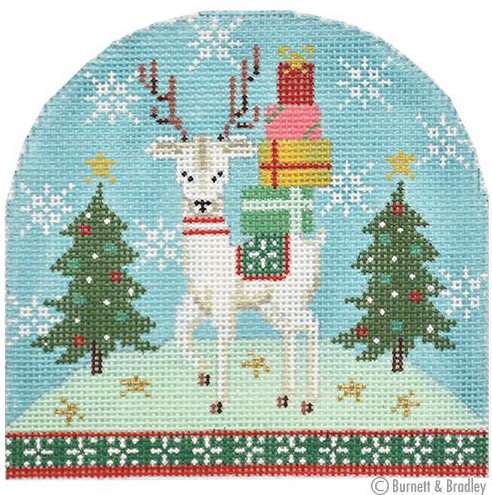 Snowdome Reindeer w/Tree