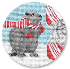 Beaver w/ Candy Cane 4"