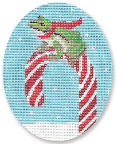 Frog on Candy Cane