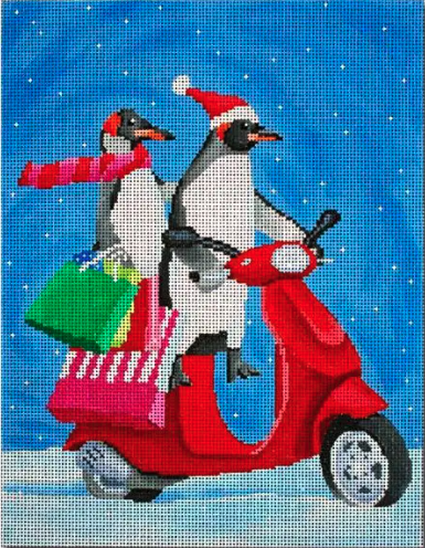 Penguins on Scooter Shopping