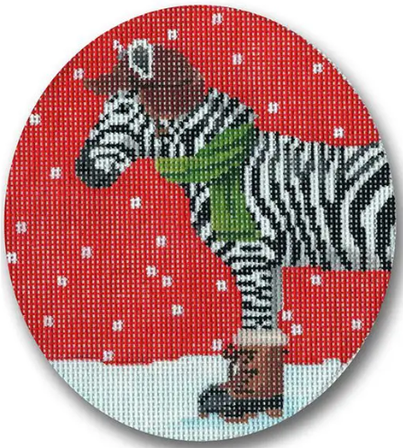 Zebra Dressed For Winter Ornament-TS