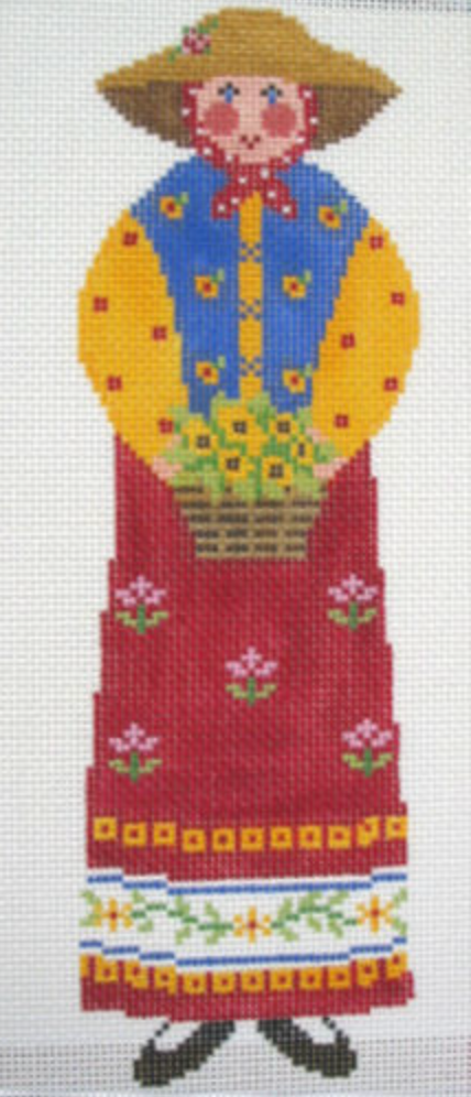 RED LADY w/SUNFLOWER-ORNAMENT-18