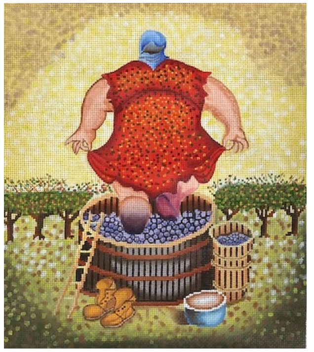 LADY CRUSHING GRAPES