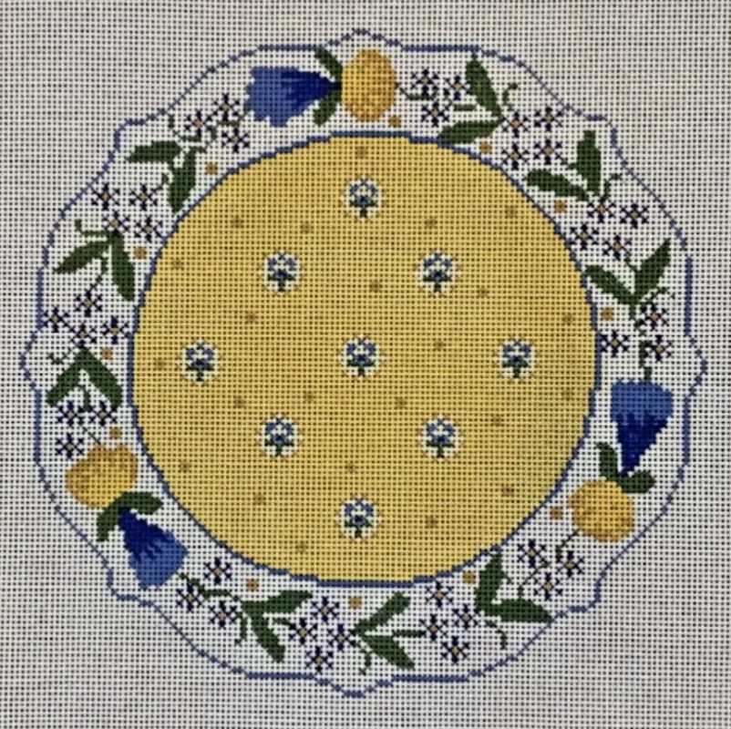 French Country Plate-Yellow/Blue