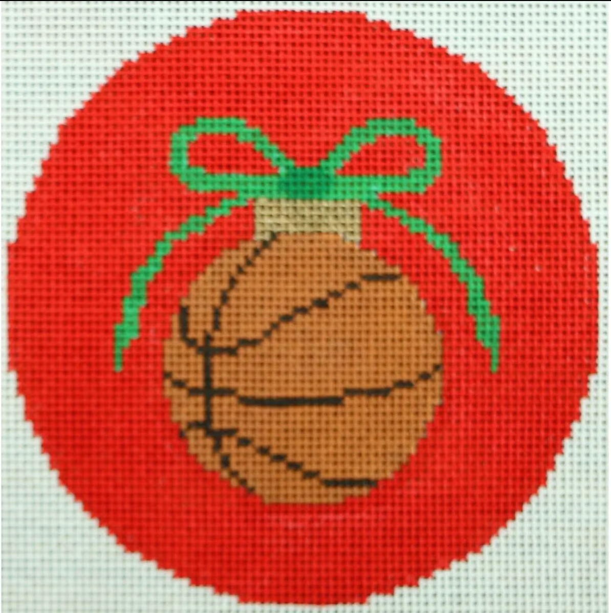 Basketball w/ Green Bow on Red