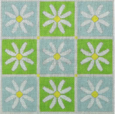 Daisy Pillow - Green and Blue