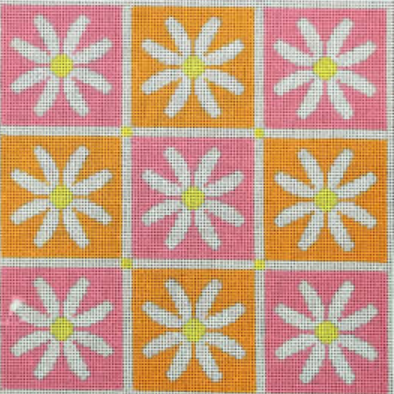 Daisy Pillow - Pink and Orange