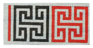 Greek Key Square Belt - Black and Red