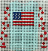 Flag on Light Blue with Red Dots on Sleeves