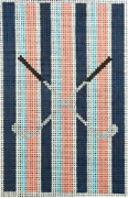 Navy, Pale Blue, Coral, Stripe with Golf Clubs