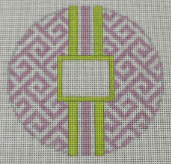 Greek Key Monogram Box - Lavender w/ Lime Green Stripe