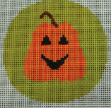 Striped Pumpkin on Lime 3" Round 18M