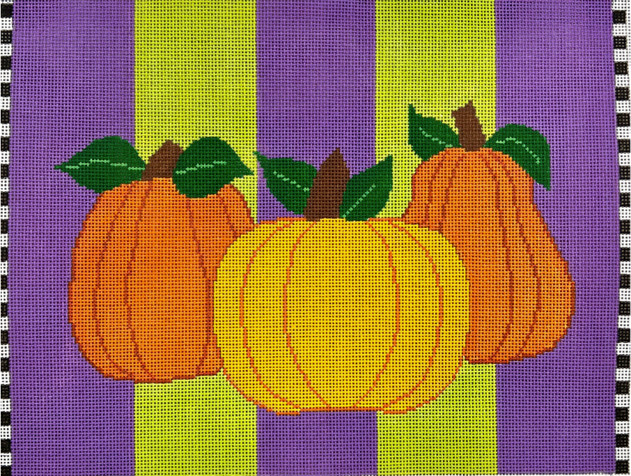 Pumpkins on Purple and Green