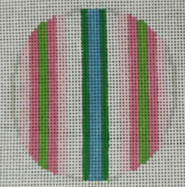 Pink, Green, Turquoise Striped Ornament