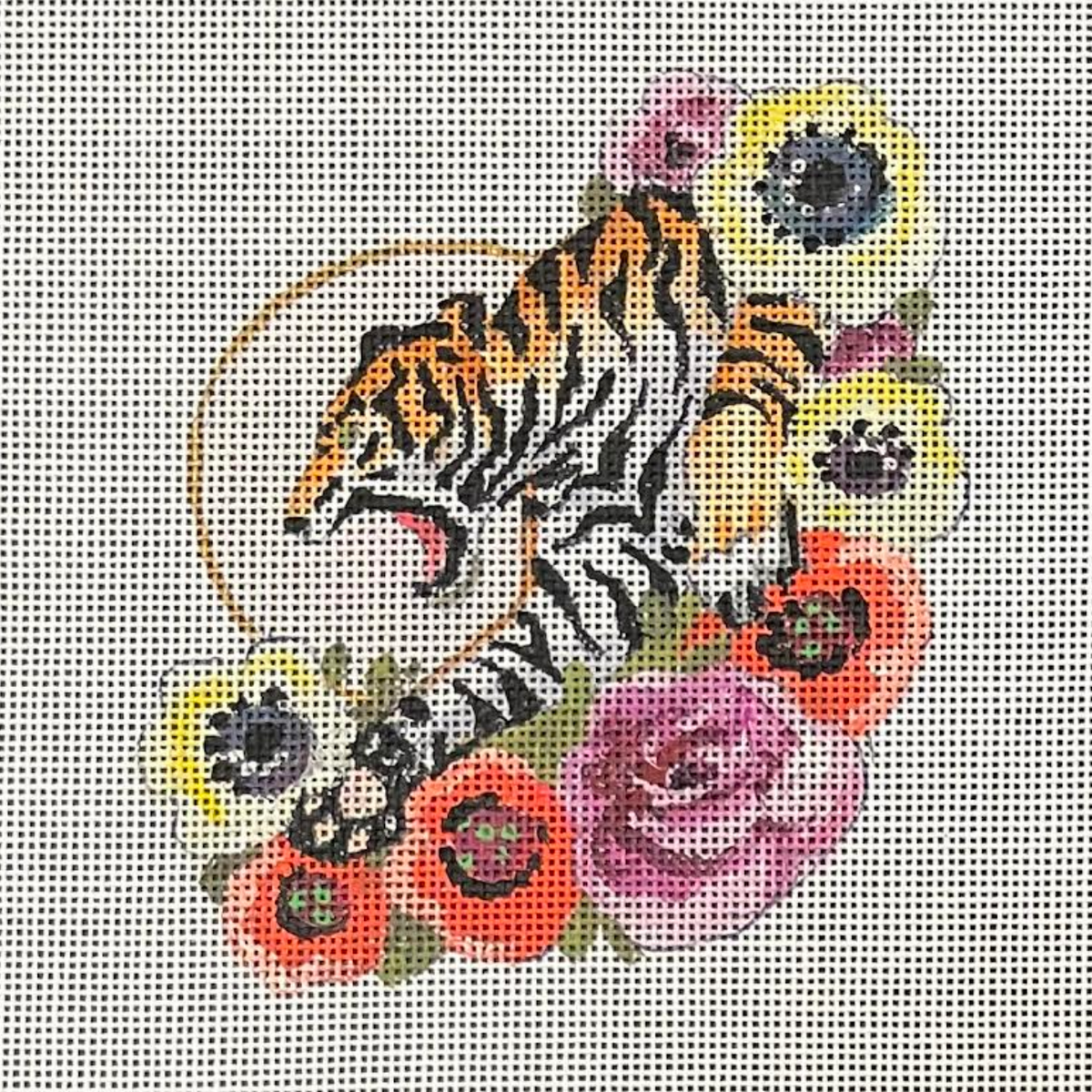 Tiger In Flowers