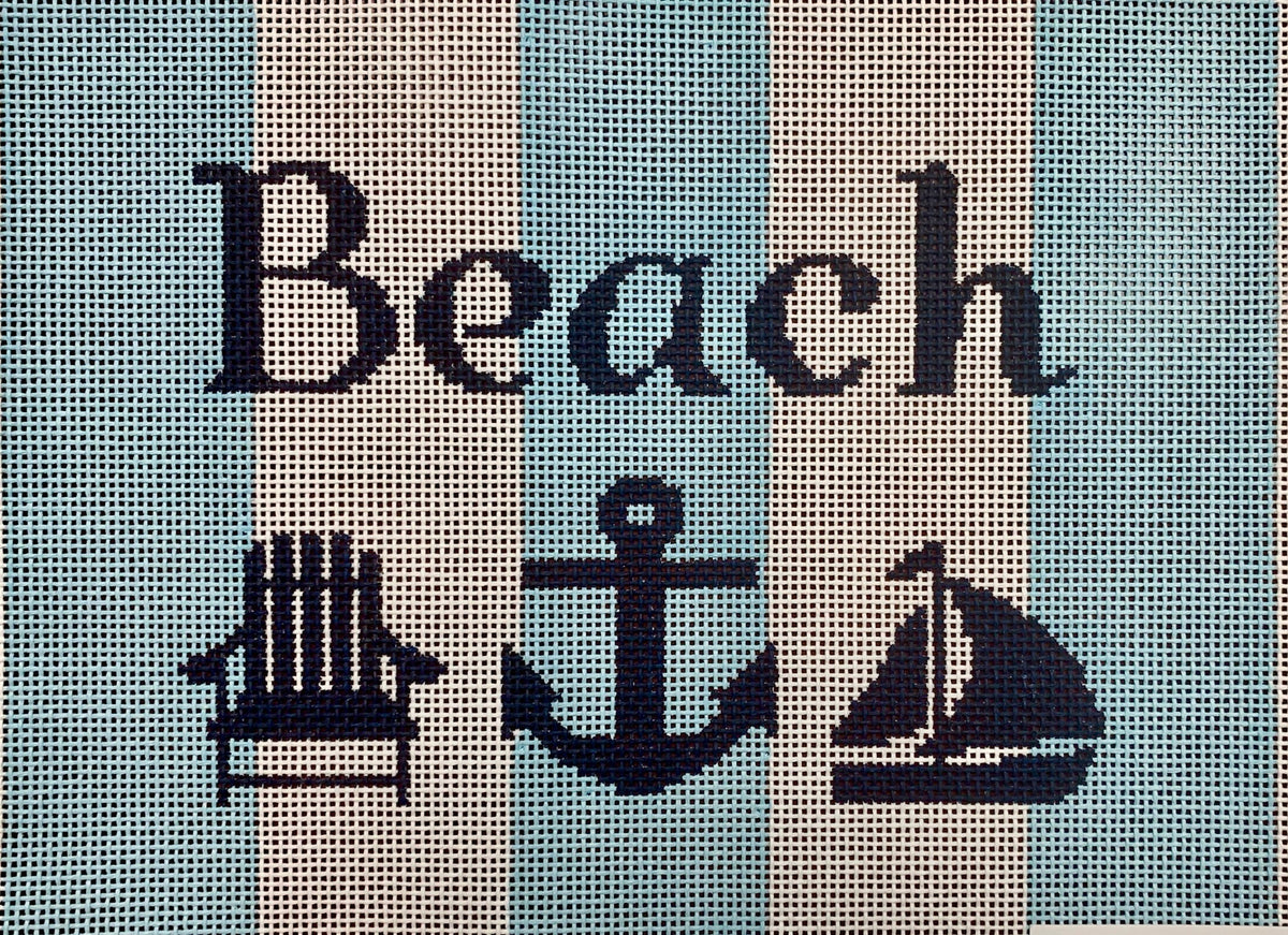 Beach w/ Adirondack Chair, Anchor & Sailboat