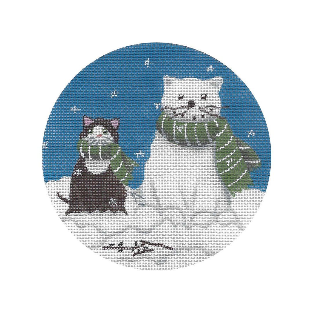 Black Cat With Cat Snowman