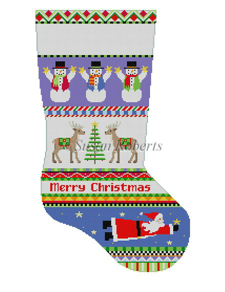 Bold Stripe Reindeer Flying Santa