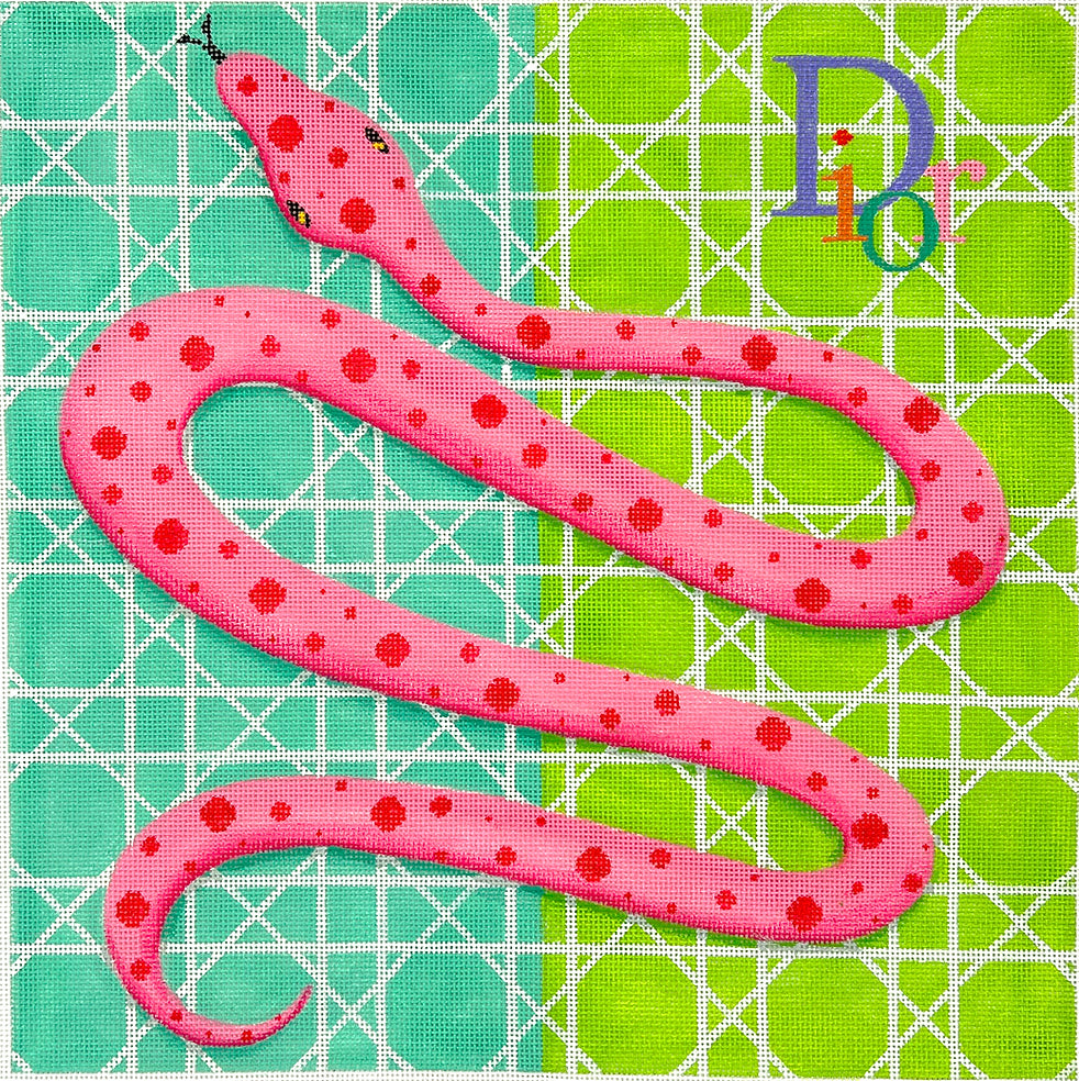 Designer Scarf Series-Dior Pink Snake on Lime