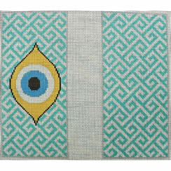 Evil Eye on Turquoise Greek Key Eyeglass Case