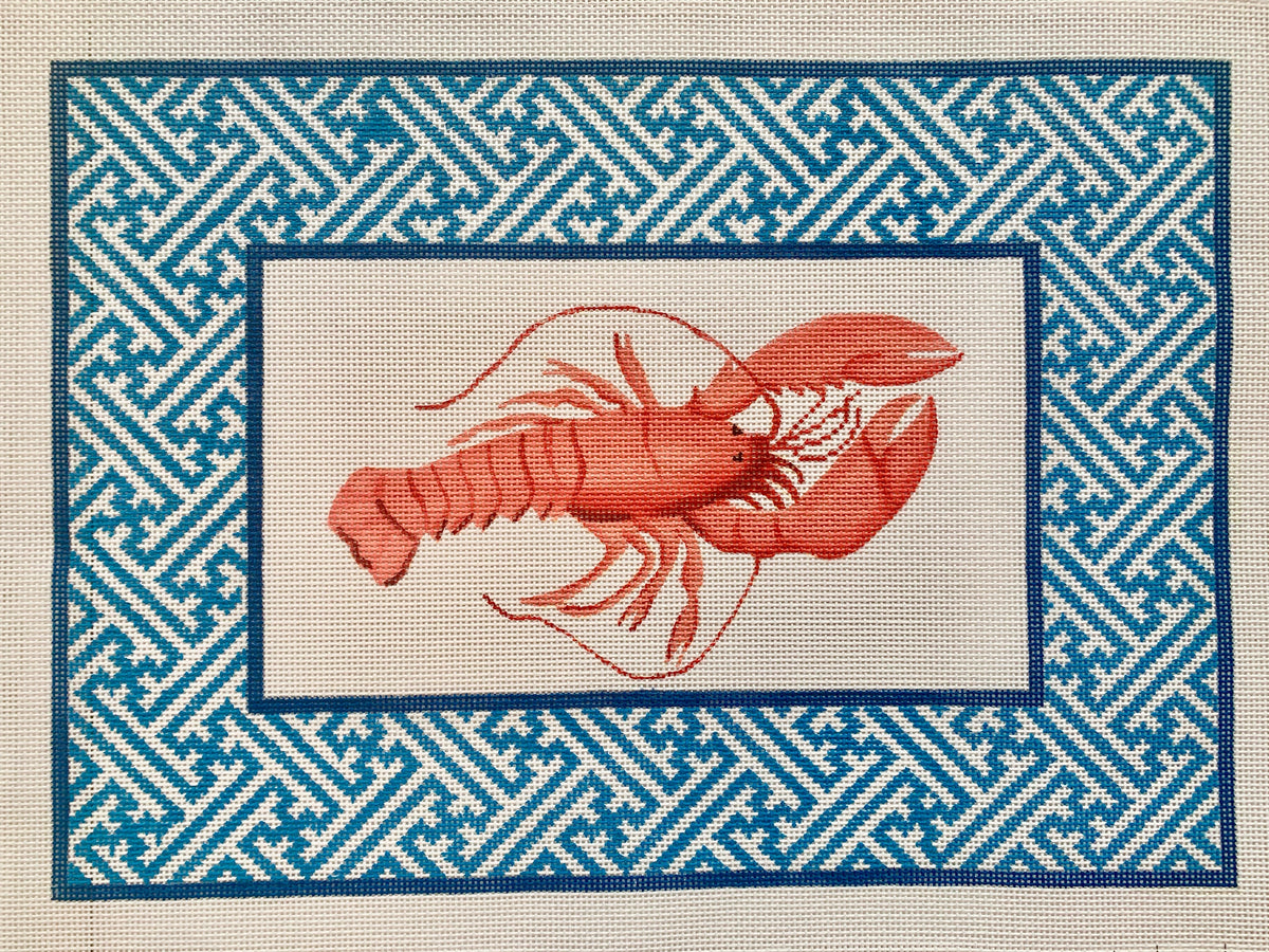 Lobster With Blue Chinoiserie Lattice Border