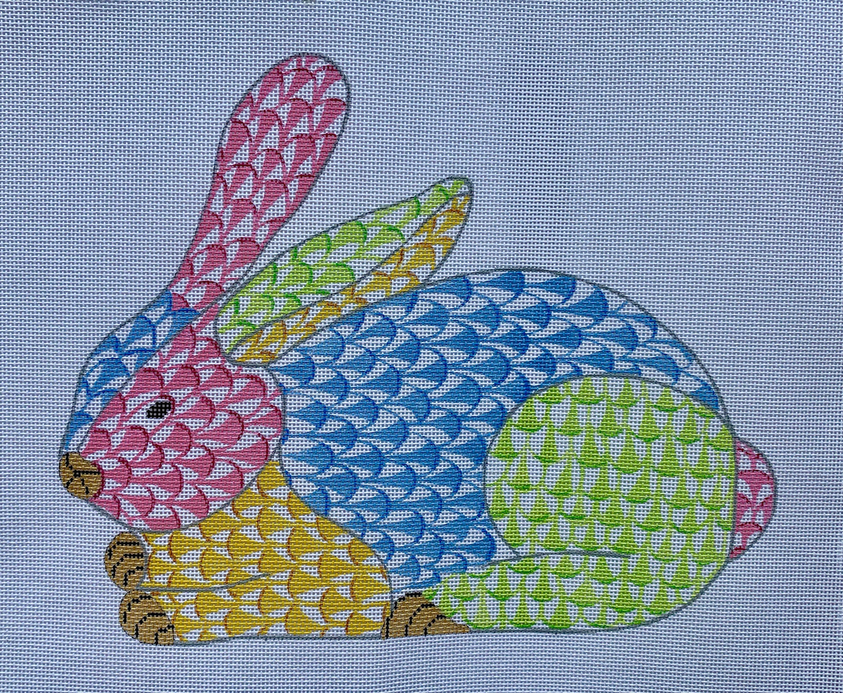 Herend Fishnet Crouching Bunny Multi