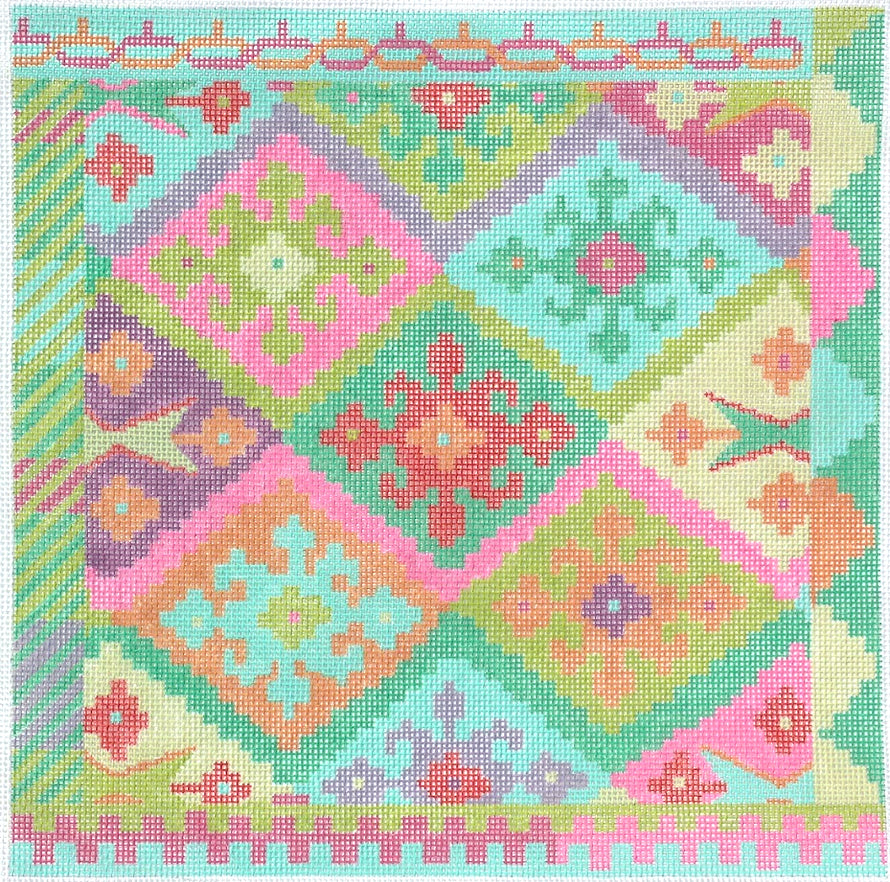 Kilim Square With Stepped Diamonds Pillow-Circus Palette