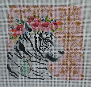 White Tiger With Floral Crown