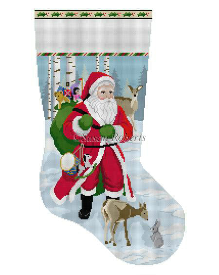 Santa With Deer Susan Roberts