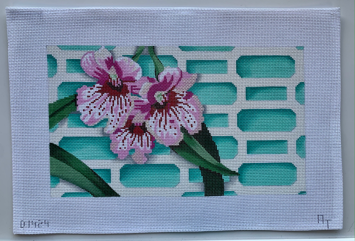 Orchid On Aqua Lattice 1